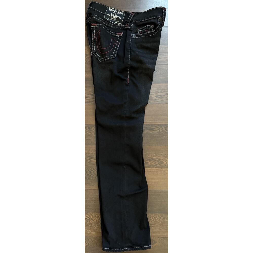 True Religion Ricky Relaxed Straight Size 31X32 Dark Acid Wash Pocket Flaps
